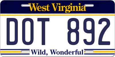 WV license plate DOT892
