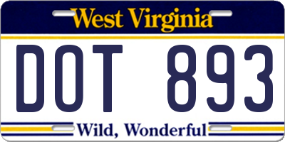 WV license plate DOT893