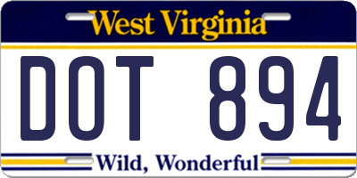 WV license plate DOT894