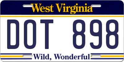 WV license plate DOT898