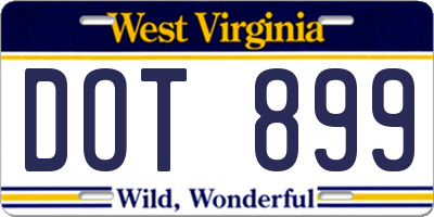 WV license plate DOT899