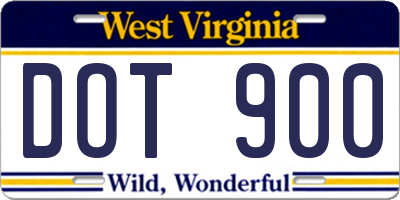 WV license plate DOT900