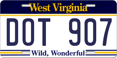 WV license plate DOT907