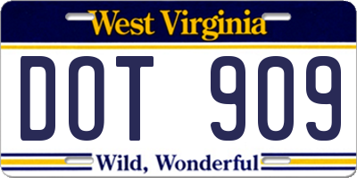 WV license plate DOT909