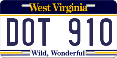 WV license plate DOT910