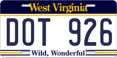 WV license plate DOT926