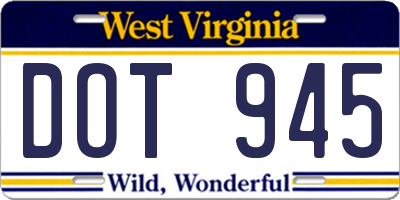 WV license plate DOT945