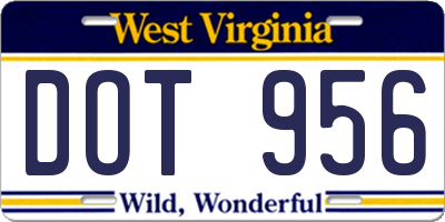 WV license plate DOT956
