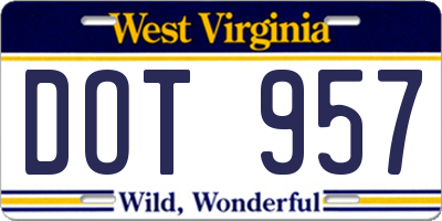 WV license plate DOT957