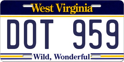 WV license plate DOT959