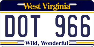 WV license plate DOT966