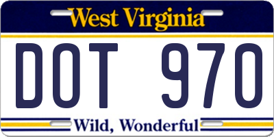 WV license plate DOT970