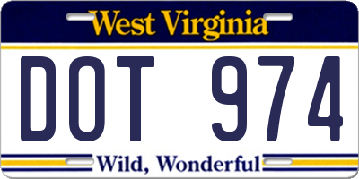 WV license plate DOT974