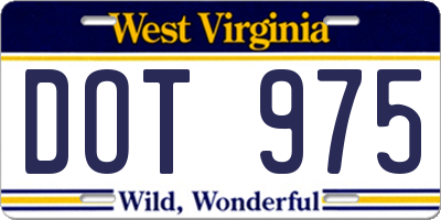 WV license plate DOT975