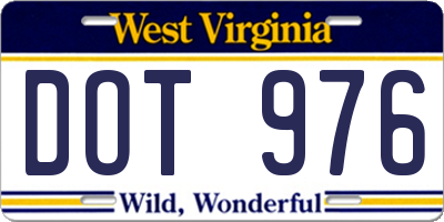 WV license plate DOT976