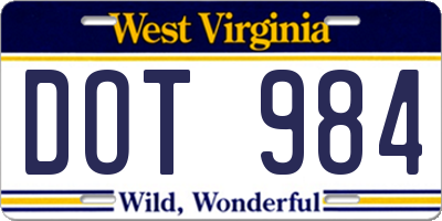 WV license plate DOT984