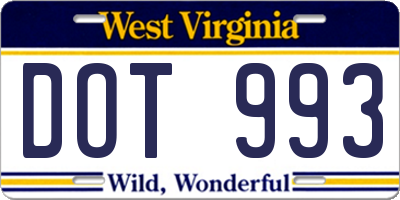 WV license plate DOT993