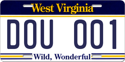 WV license plate DOU001