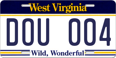 WV license plate DOU004