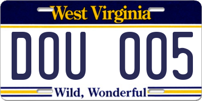 WV license plate DOU005