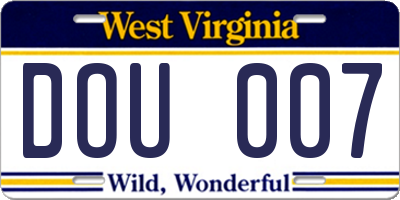 WV license plate DOU007