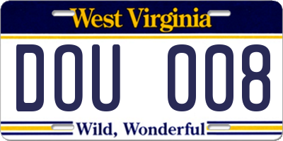 WV license plate DOU008