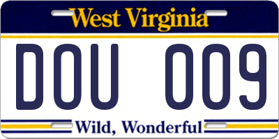 WV license plate DOU009