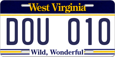WV license plate DOU010