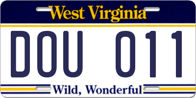 WV license plate DOU011