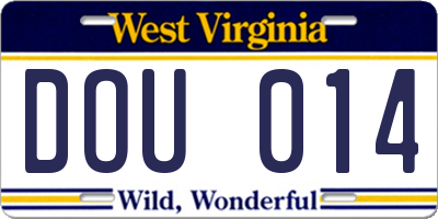WV license plate DOU014