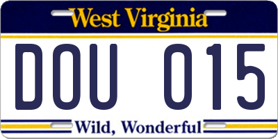 WV license plate DOU015
