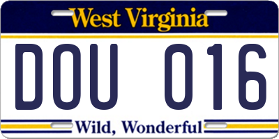 WV license plate DOU016