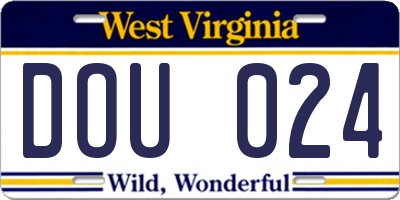 WV license plate DOU024