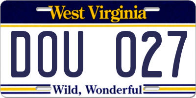 WV license plate DOU027