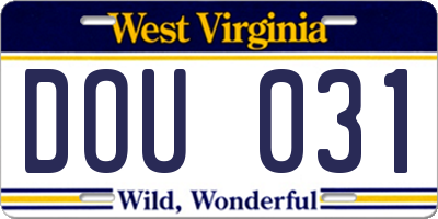 WV license plate DOU031