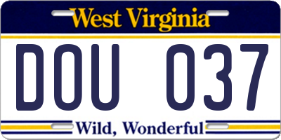 WV license plate DOU037