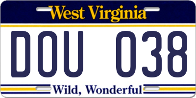 WV license plate DOU038