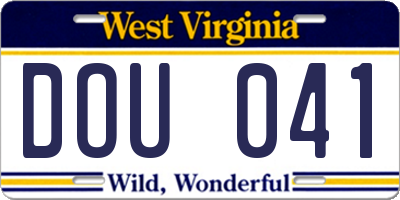 WV license plate DOU041