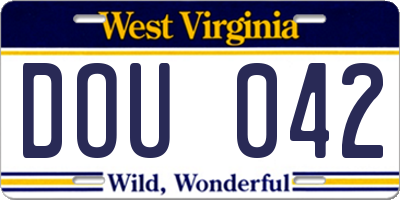 WV license plate DOU042