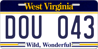 WV license plate DOU043