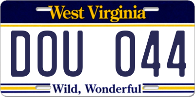 WV license plate DOU044