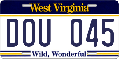 WV license plate DOU045