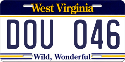 WV license plate DOU046