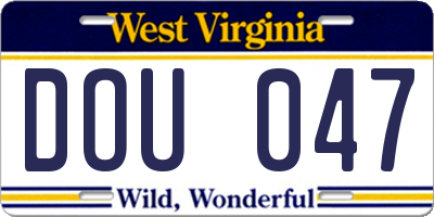 WV license plate DOU047