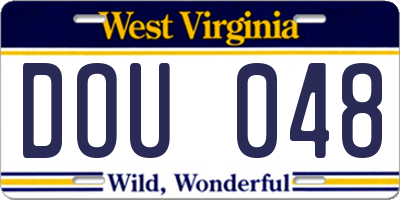 WV license plate DOU048