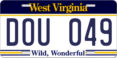 WV license plate DOU049