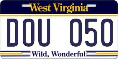 WV license plate DOU050