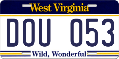 WV license plate DOU053