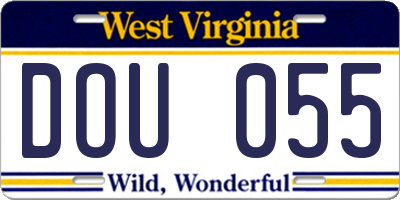 WV license plate DOU055