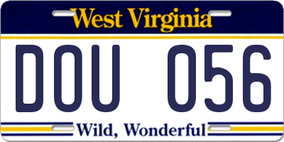 WV license plate DOU056